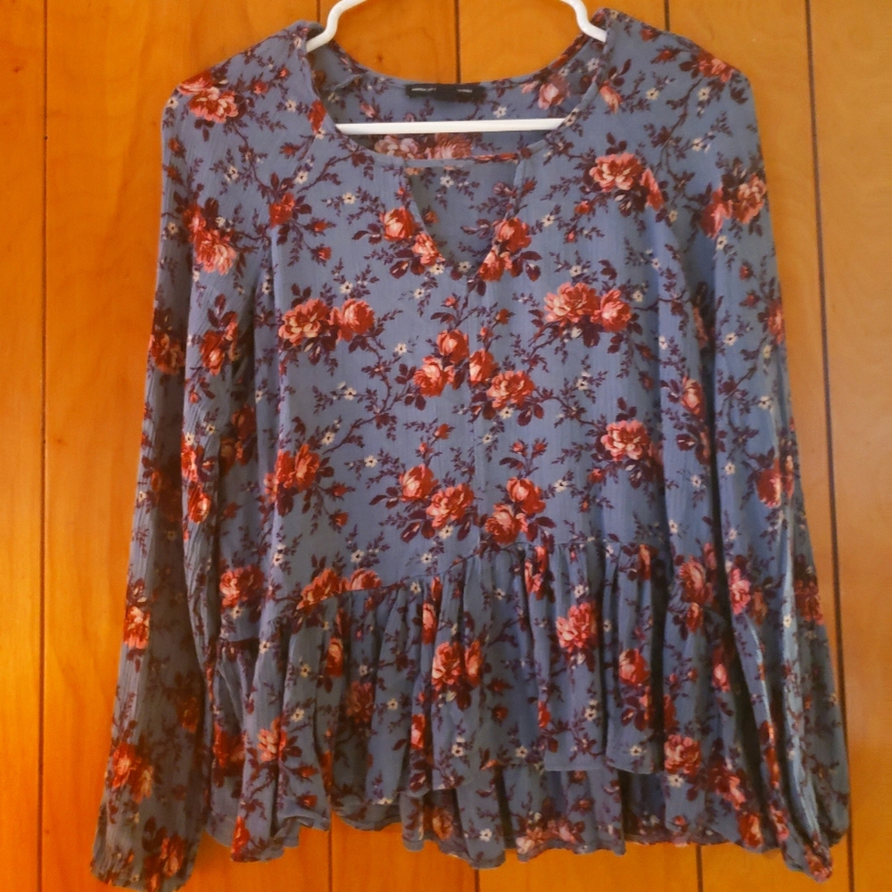 Blue floral blouse